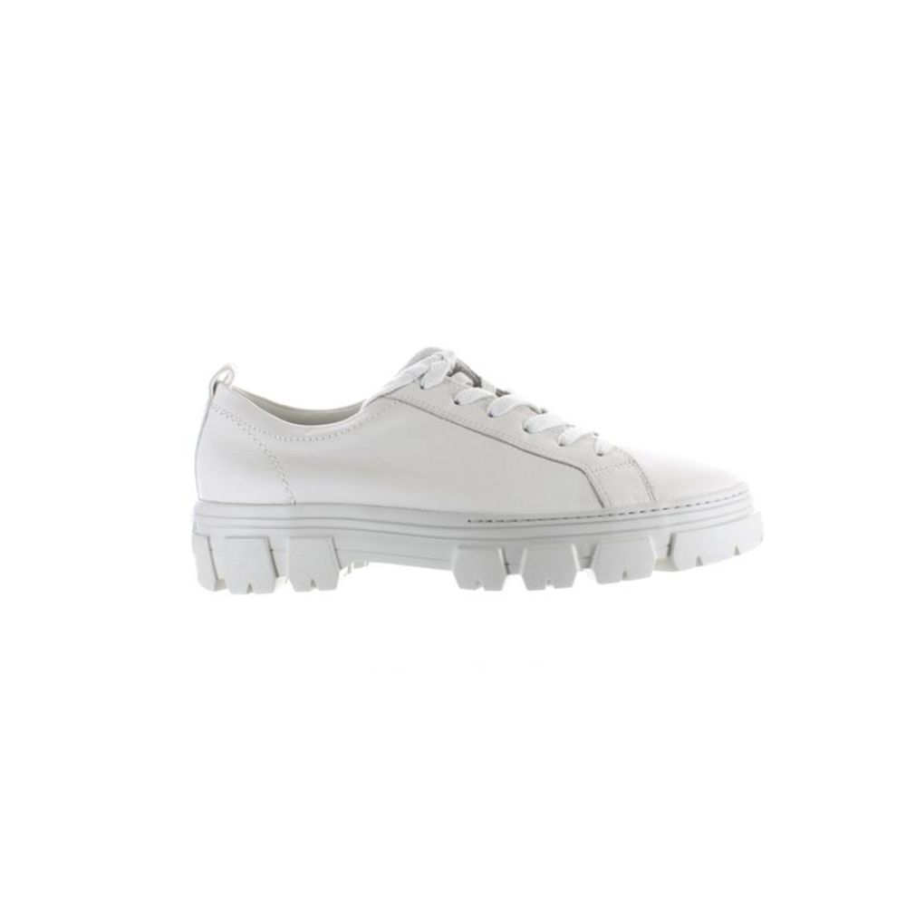 Paul Green White Leather Platform Lug Sole Sneakers - good condition